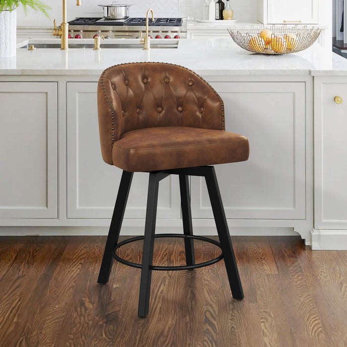Arturo Swivel Counter Stool with Nailhead Trim