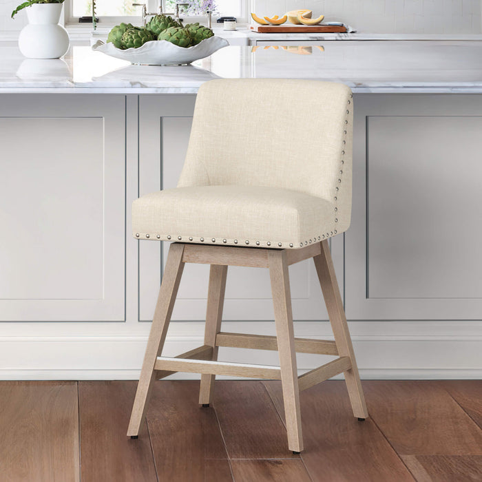 Zoe Swivel Counter Stool with Nailhead Trim