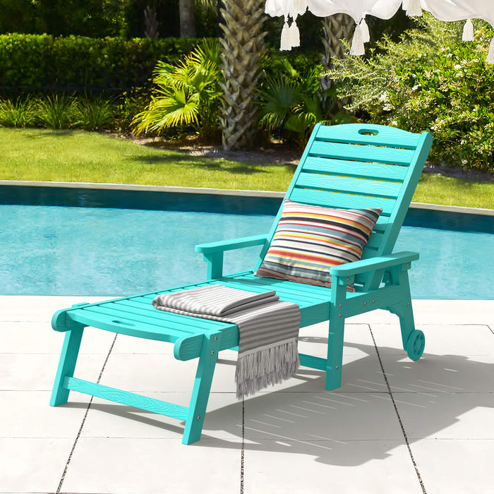 Helen Outdoor Chaise Lounge Chair with Wheels