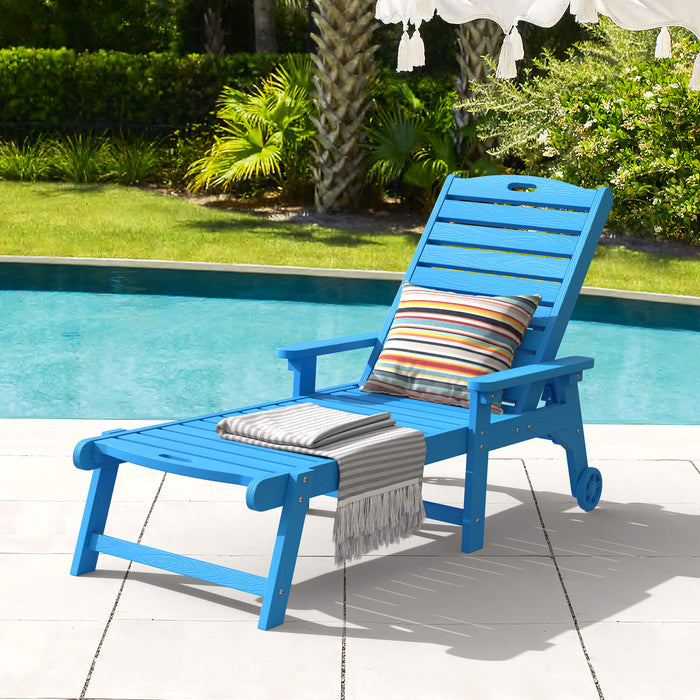 Helen Outdoor Chaise Lounge Chair with Wheels