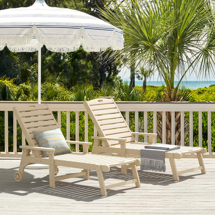 Helen Outdoor Chaise Lounge Chair with Wheels