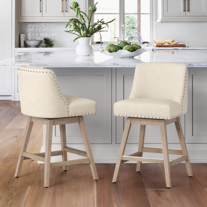 Zoe Swivel Counter Stool with Nailhead Trim