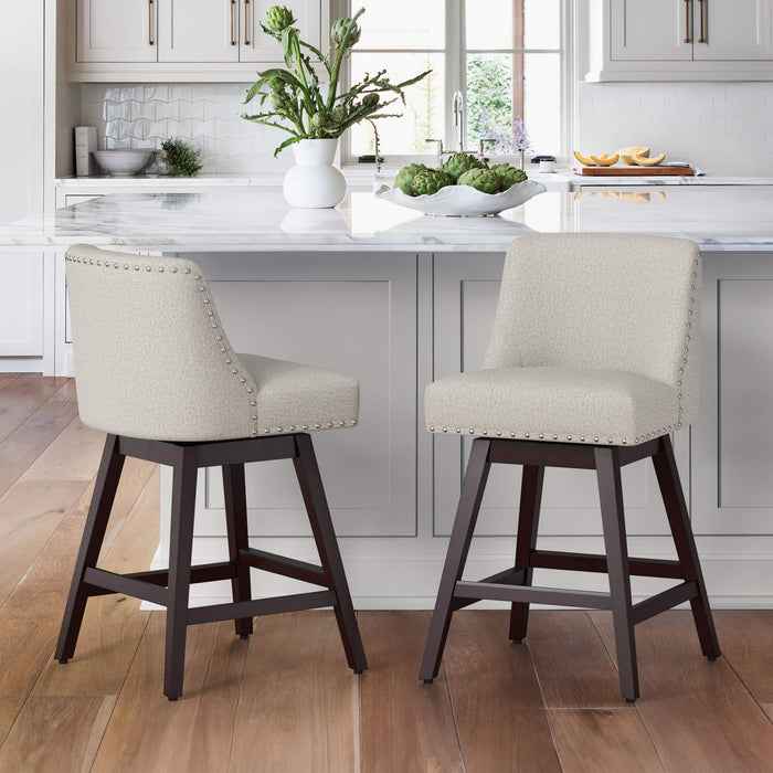 Zoe Swivel Counter Stool with Nailhead Trim