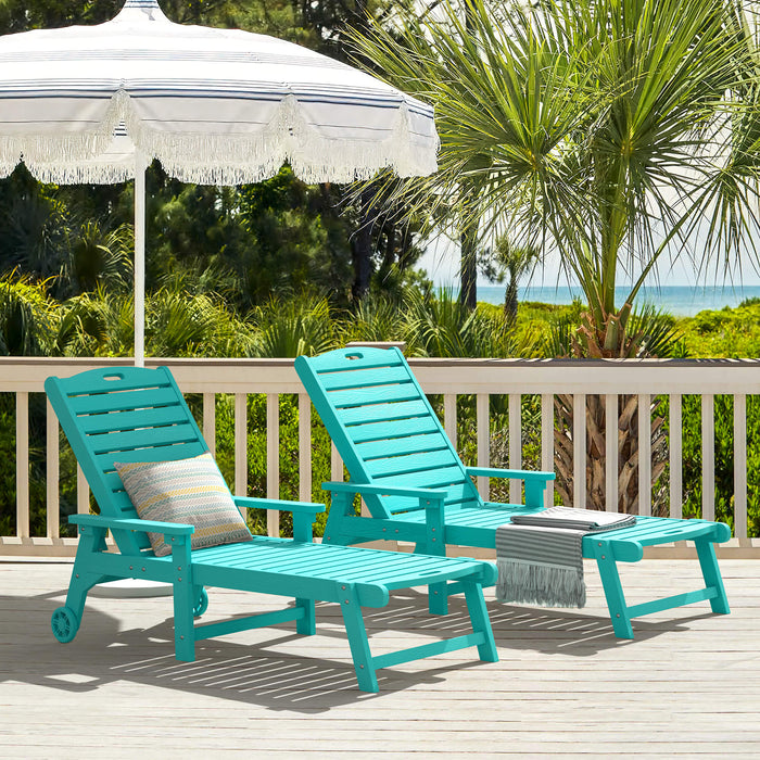 Helen Outdoor Chaise Lounge Chair with Wheels
