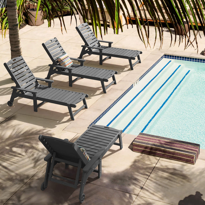 Helen Outdoor Chaise Lounge Chair with Wheels