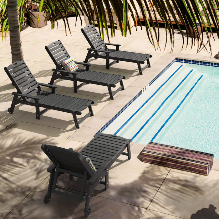 Helen Outdoor Chaise Lounge Chair with Wheels
