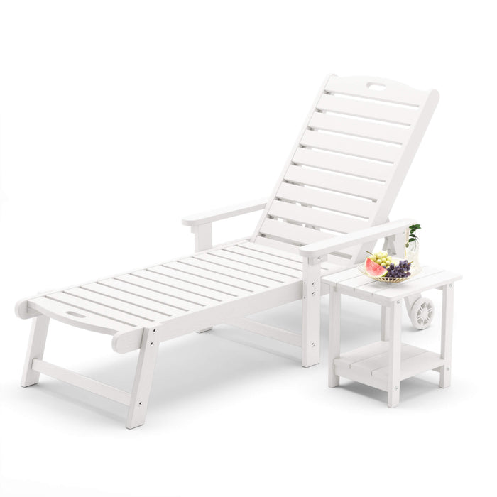 Helen Outdoor Chaise Lounge Chair with Wheels
