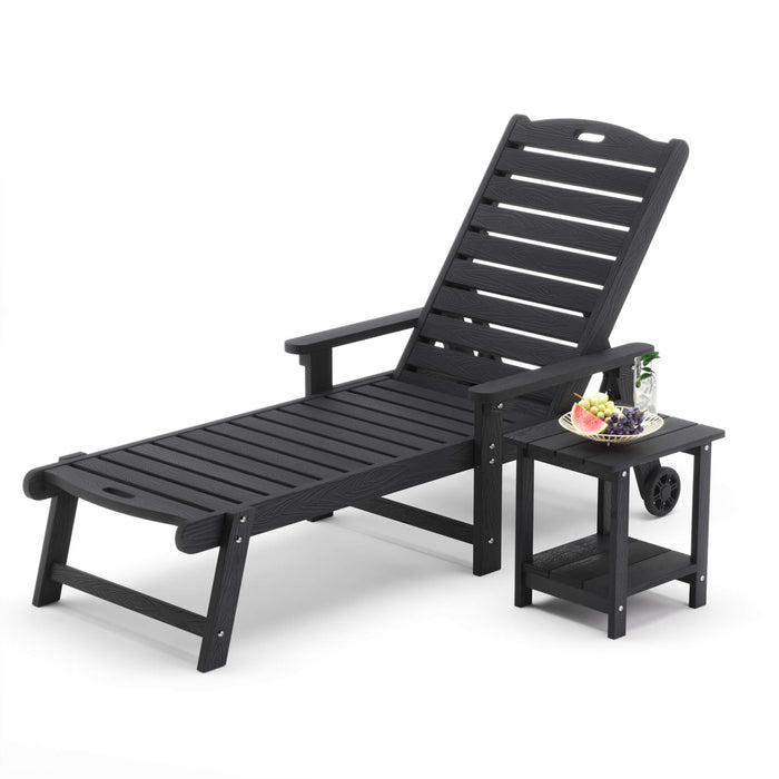 Helen Outdoor Chaise Lounge Chair with Wheels