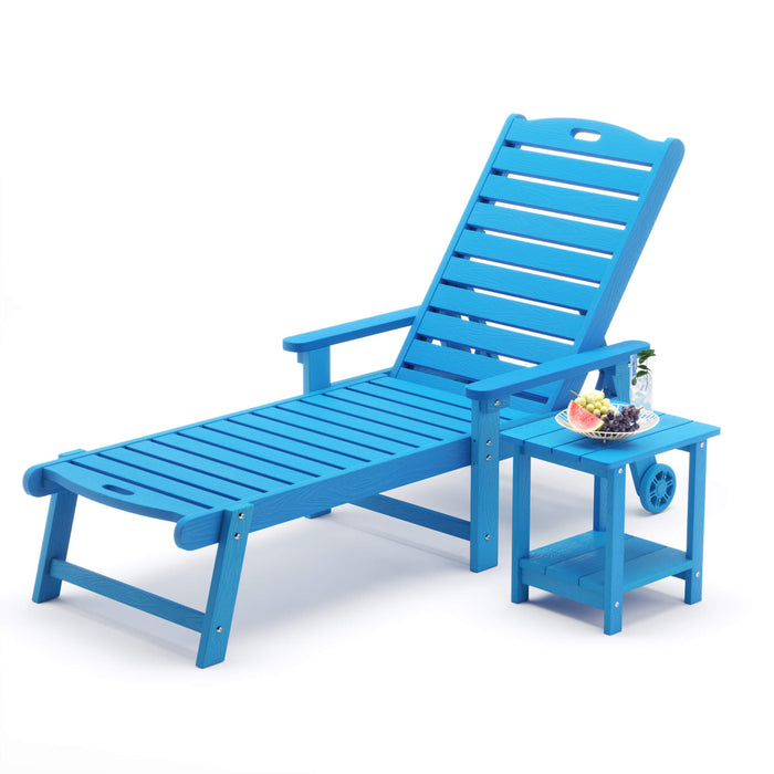 Helen Outdoor Chaise Lounge Chair with Wheels