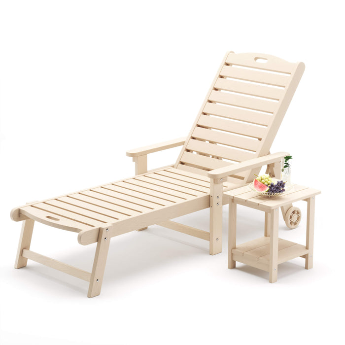 Helen Outdoor Chaise Lounge Chair with Wheels