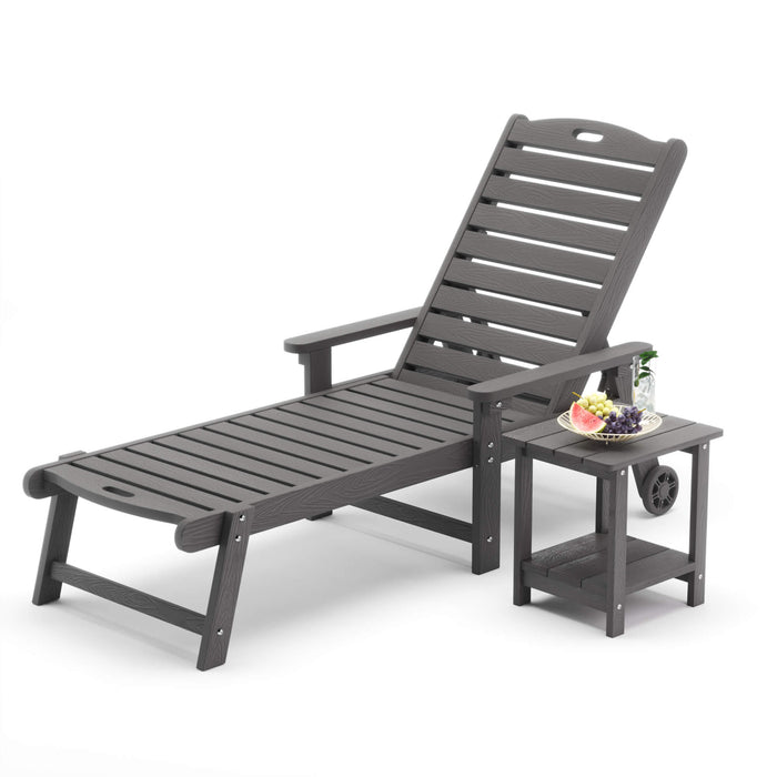 Helen Outdoor Chaise Lounge Chair with Wheels