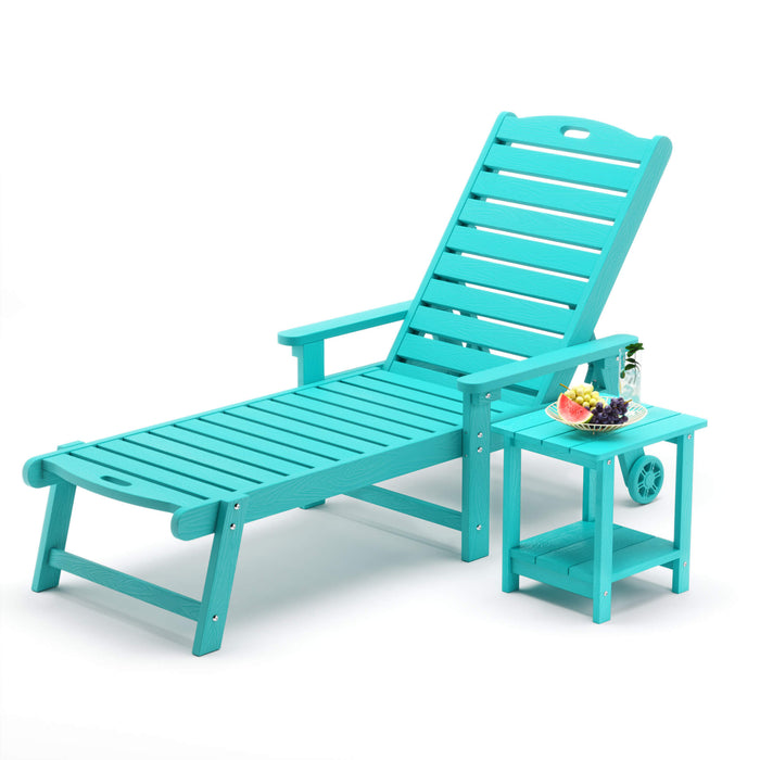 Helen Outdoor Chaise Lounge Chair with Wheels
