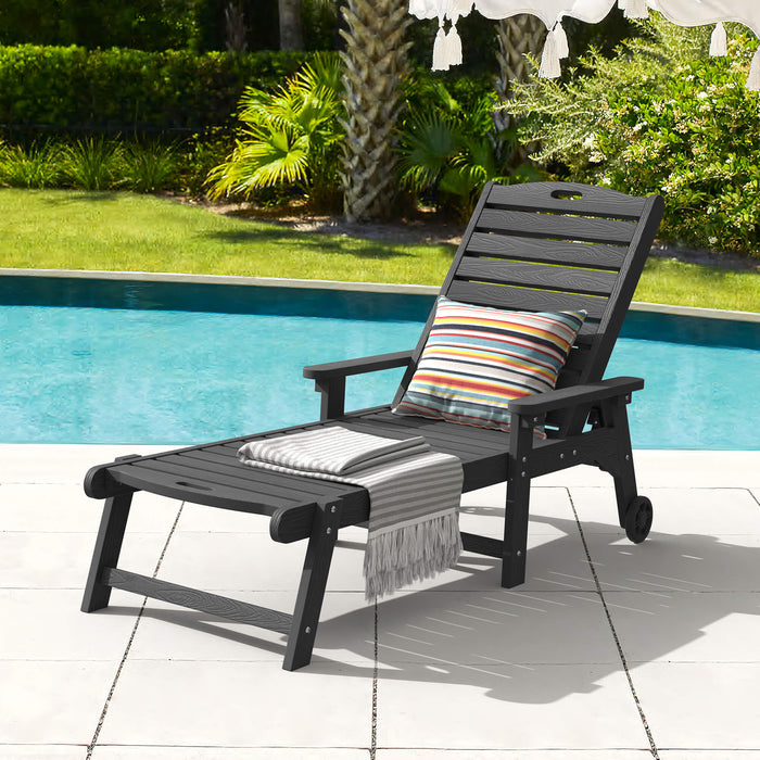 Helen Outdoor Chaise Lounge Chair with Wheels