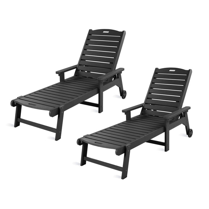 Helen Outdoor Chaise Lounge Chair with Wheels