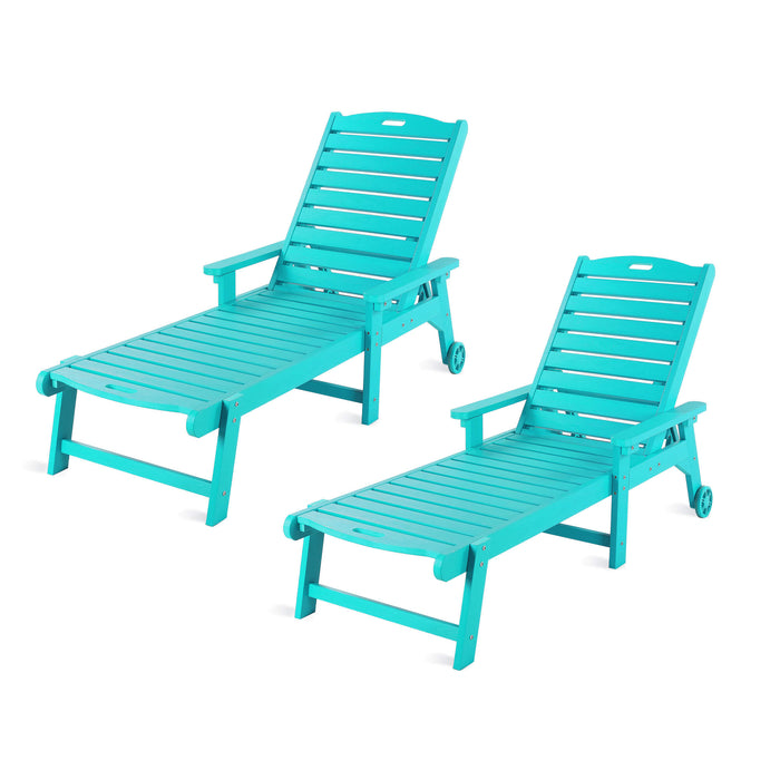Helen Outdoor Chaise Lounge Chair with Wheels