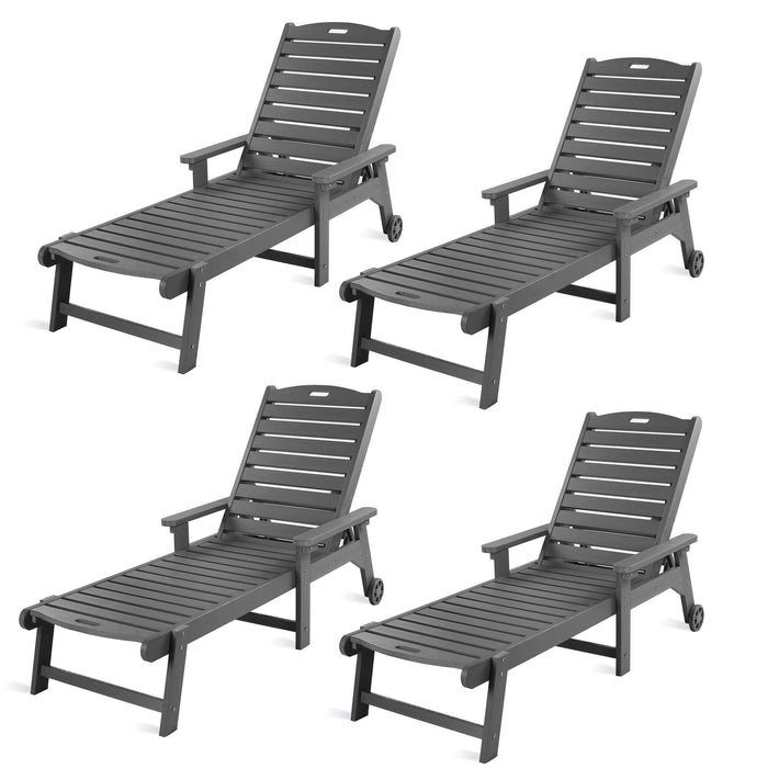 Helen Outdoor Chaise Lounge Chair with Wheels