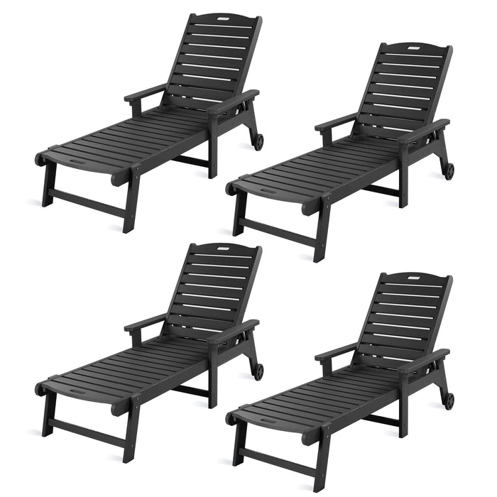 Helen Outdoor Chaise Lounge Chair with Wheels