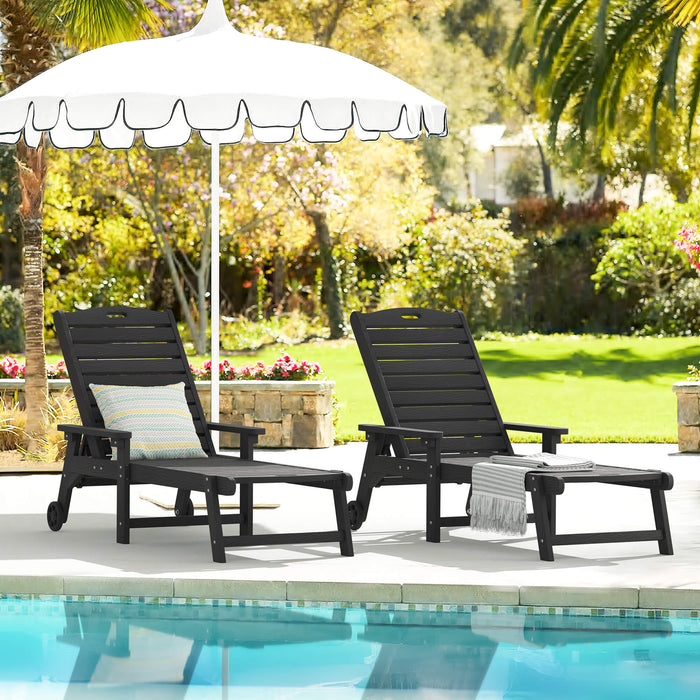 Helen Outdoor Chaise Lounge Chair with Wheels