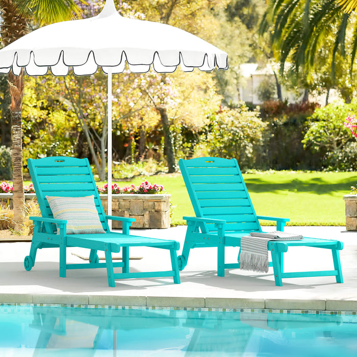 Helen Outdoor Chaise Lounge Chair with Wheels