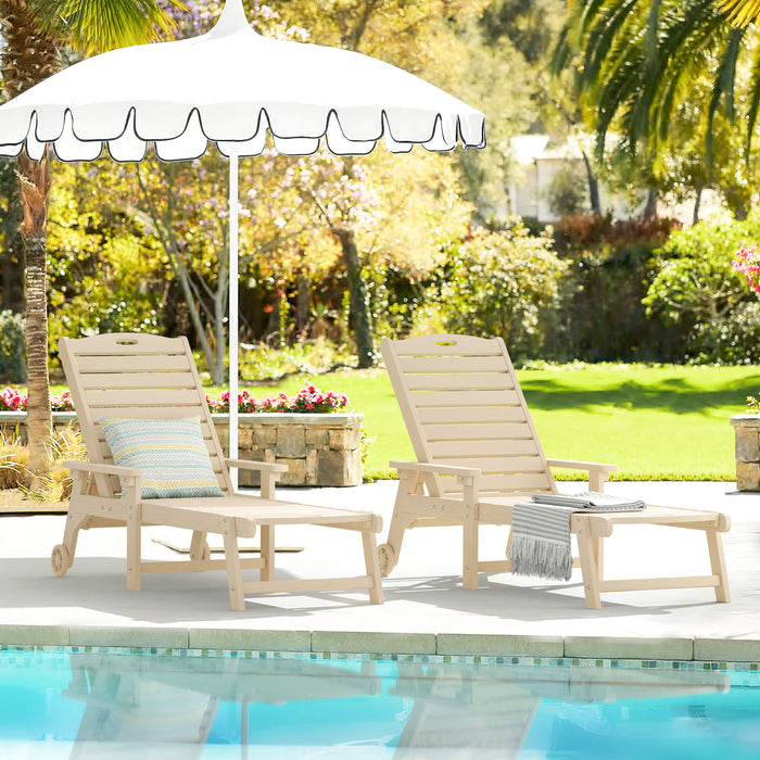 Helen Outdoor Chaise Lounge Chair with Wheels