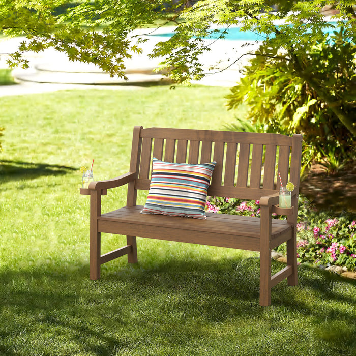 Louis Outdoor Bench with 2 Cup Holders