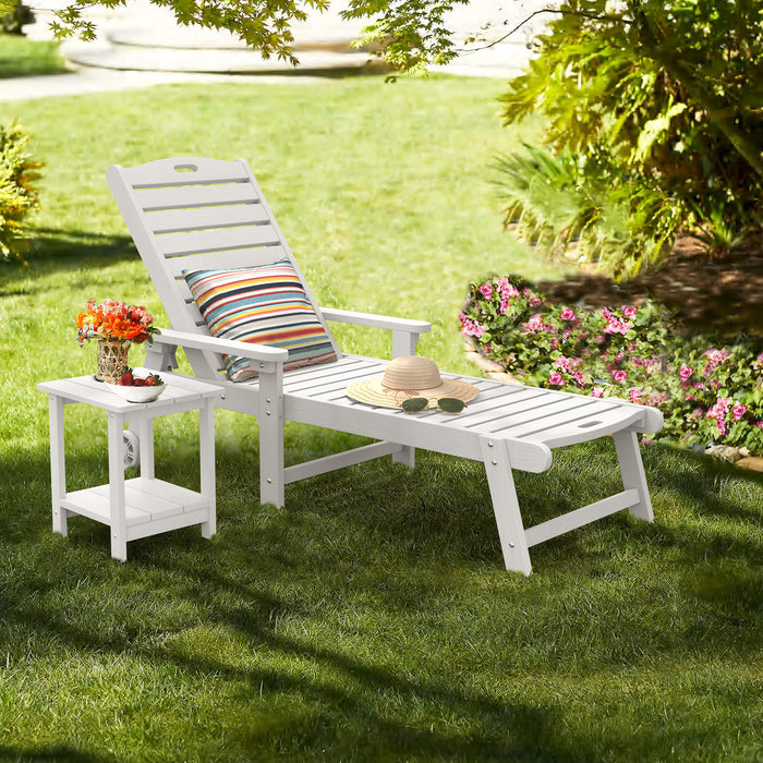 Helen Outdoor Chaise Lounge Chair with Wheels