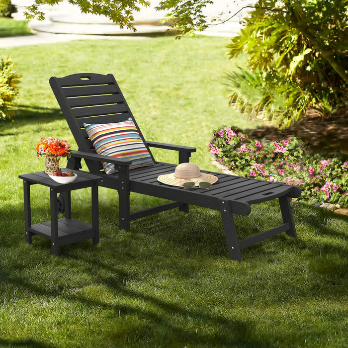 Helen Outdoor Chaise Lounge Chair with Wheels