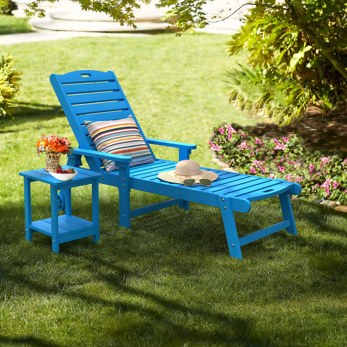 Helen Outdoor Chaise Lounge Chair with Wheels