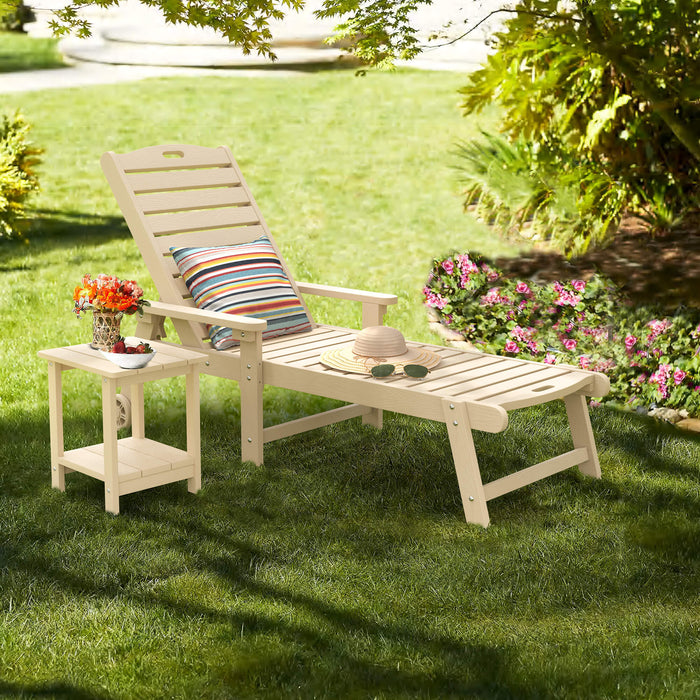 Helen Outdoor Chaise Lounge Chair with Wheels