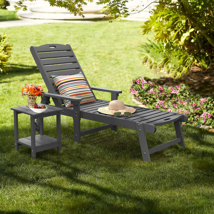Helen Outdoor Chaise Lounge Chair with Wheels