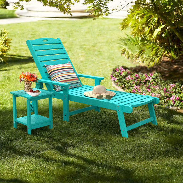 Helen Outdoor Chaise Lounge Chair with Wheels
