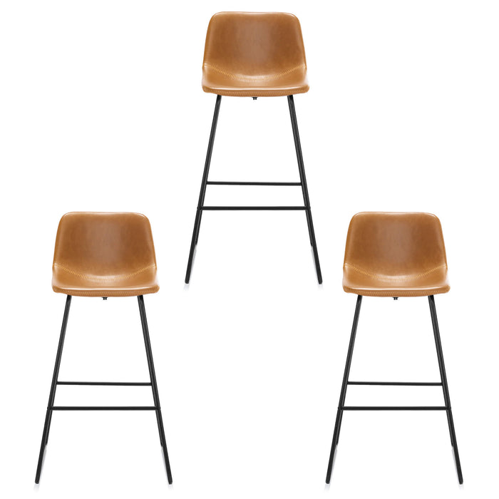 brown modern bar stools set of 3 counter height