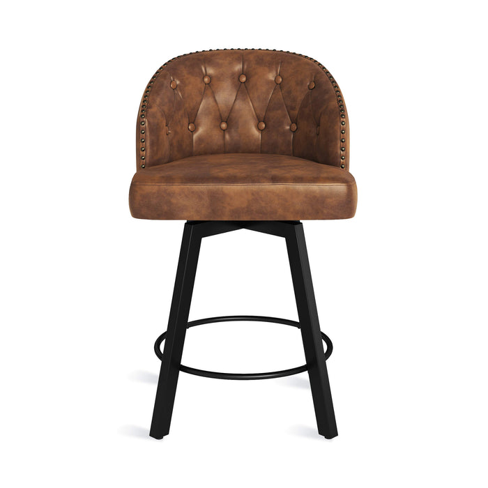 Arturo Swivel Counter Stool with Nailhead Trim