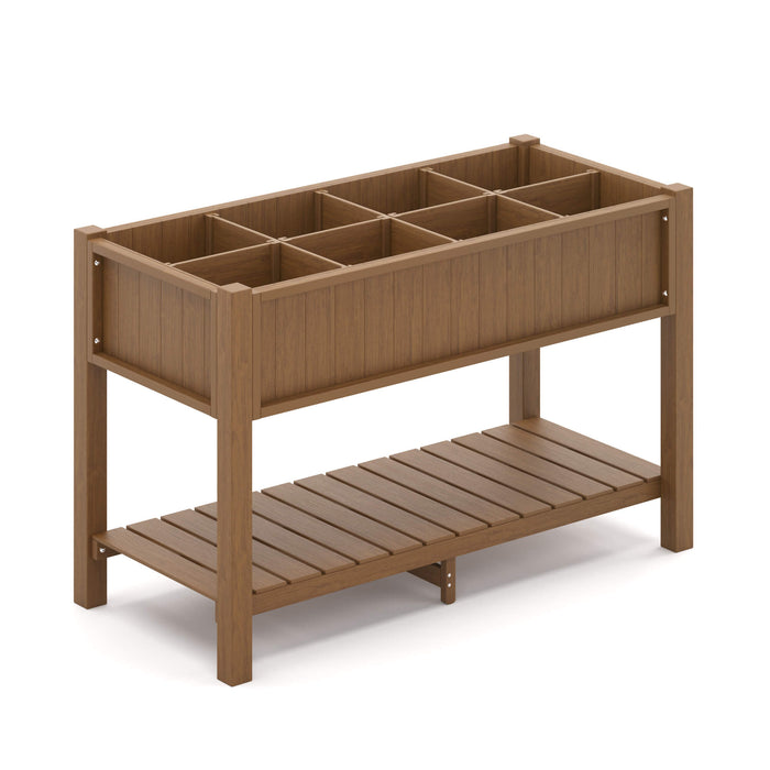 planters boxes for sale HDPS Elevated Planter Box With Legs and Shelf, Raised Garden Bed with Removable Compartments, Polystyrene Standing Growing Bed with Grid — LUE BONA®