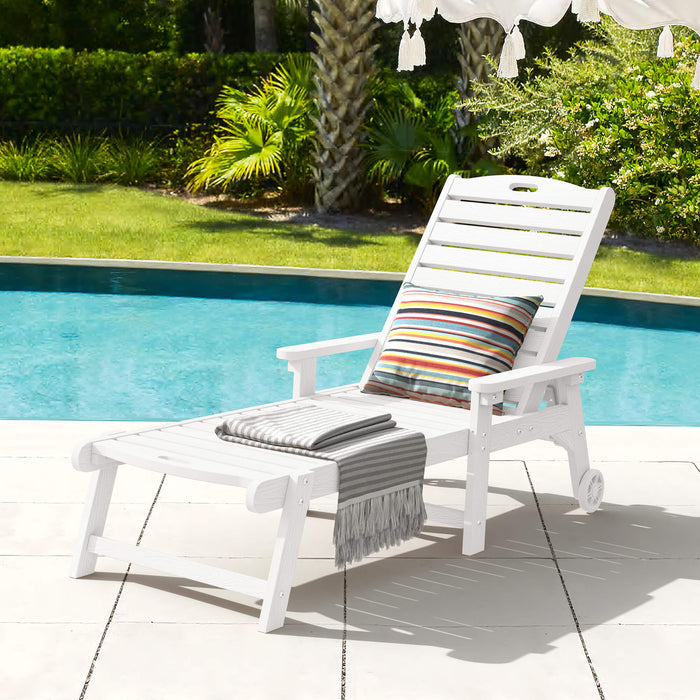 Helen Outdoor Chaise Lounge Chair with Wheels
