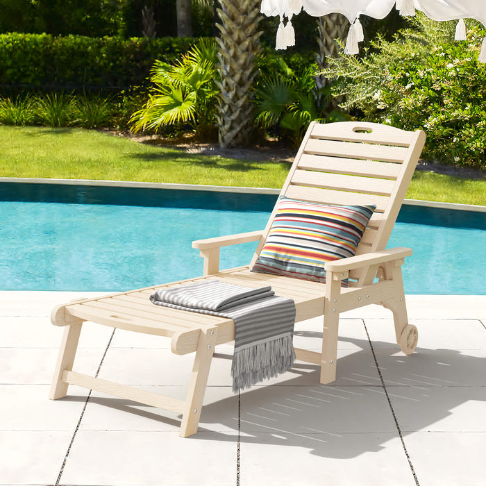 Helen Outdoor Chaise Lounge Chair with Wheels