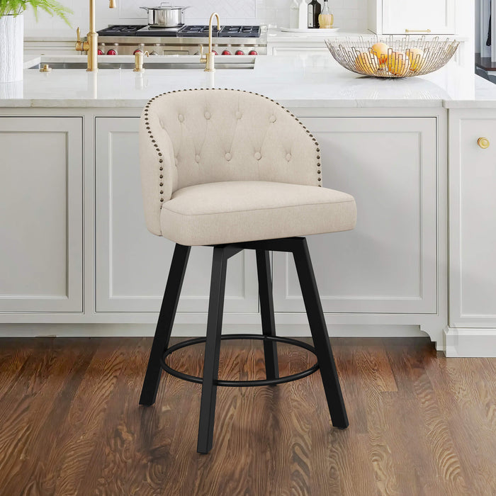 Arturo Swivel Counter Stool with Nailhead Trim