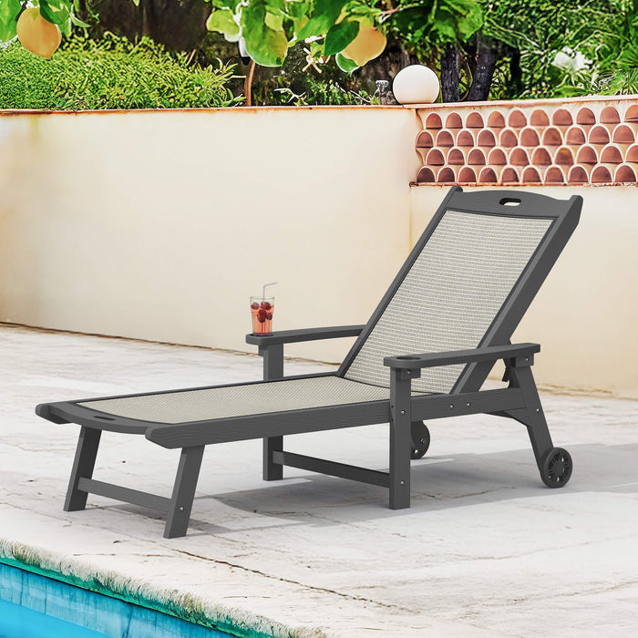 Heidi Outdoor Chaise Lounge Chair with Wheels