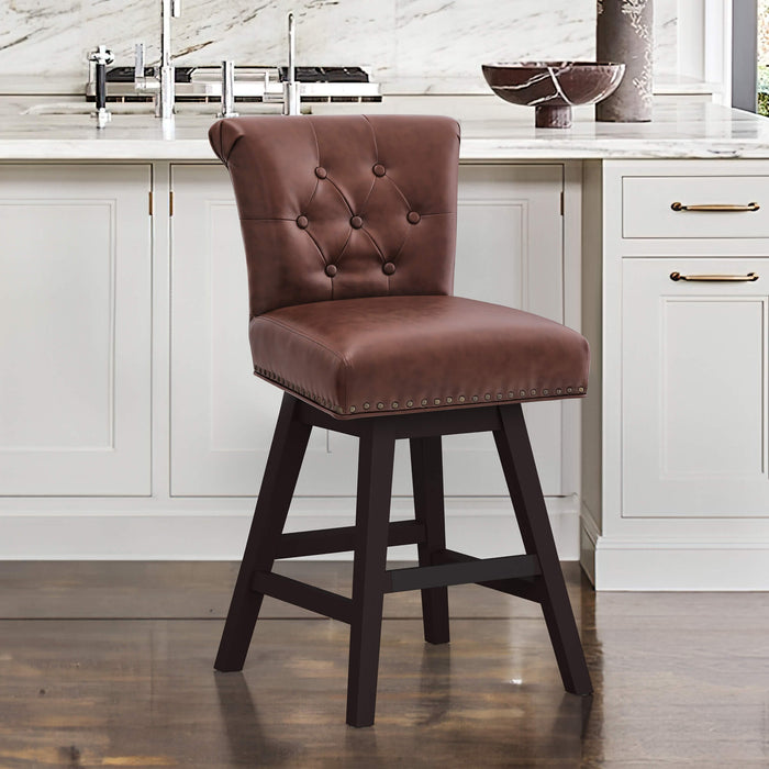 Caesar Swivel Counter Stool with Nailhead Trim