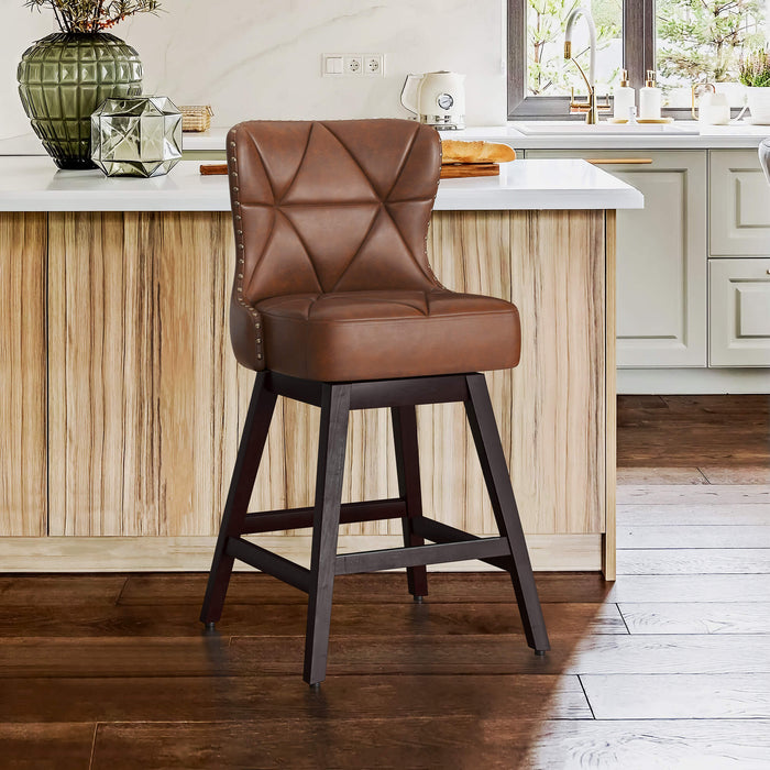 Zora Swivel Counter Stool with Nailhead Trim