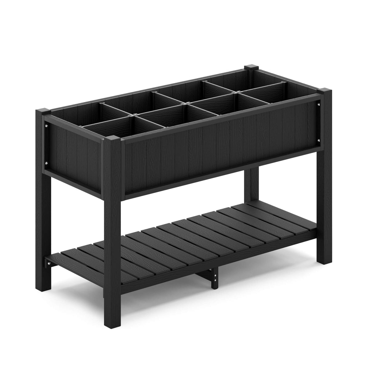 plastic raised garden planter Stacy Elevated Planter Box with Compartments