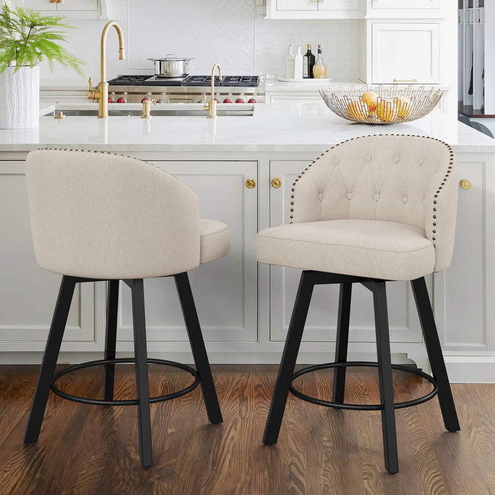 Arturo Swivel Counter Stool with Nailhead Trim