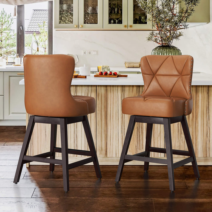 Zora Swivel Counter Stool with Nailhead Trim