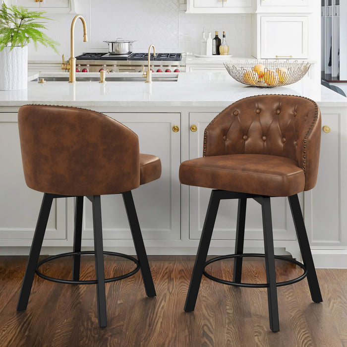 Arturo Swivel Counter Stool with Nailhead Trim