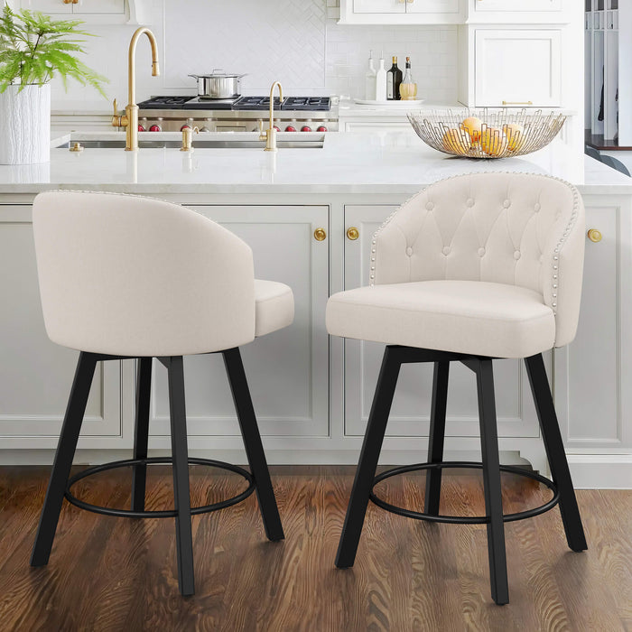 Arturo Swivel Counter Stool with Nailhead Trim