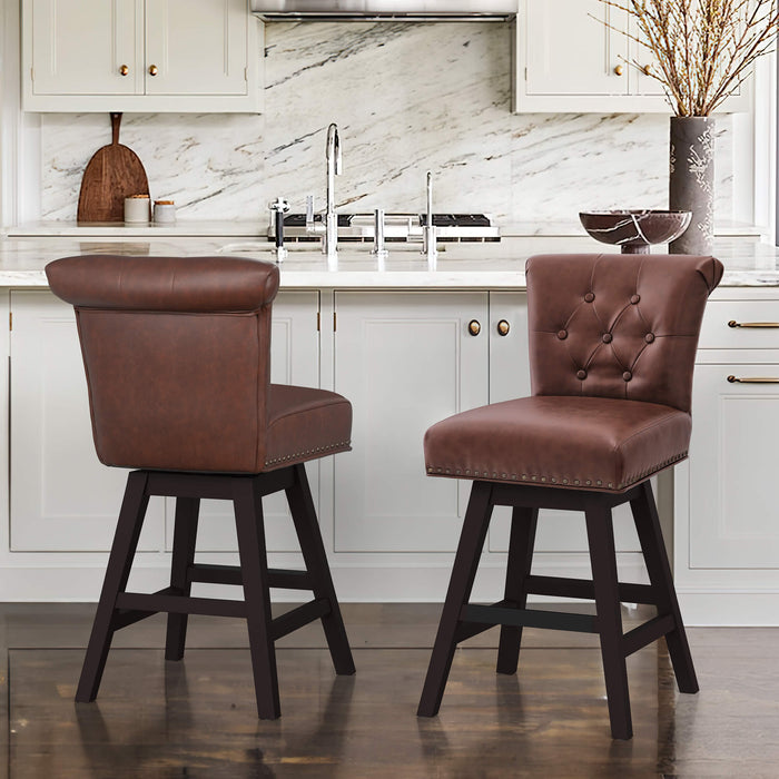 Caesar Swivel Counter Stool with Nailhead Trim