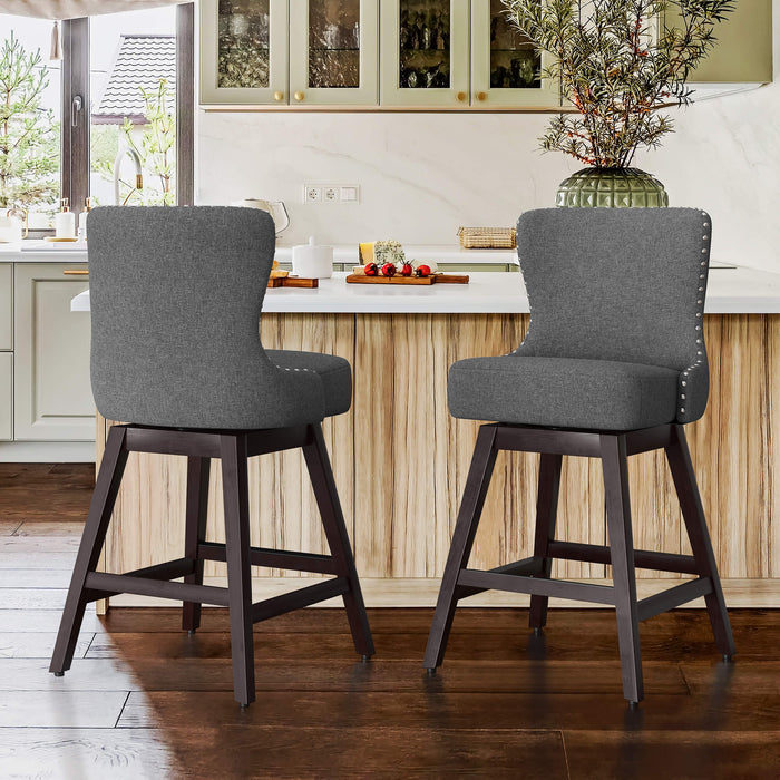 Zora Swivel Counter Stool with Nailhead Trim