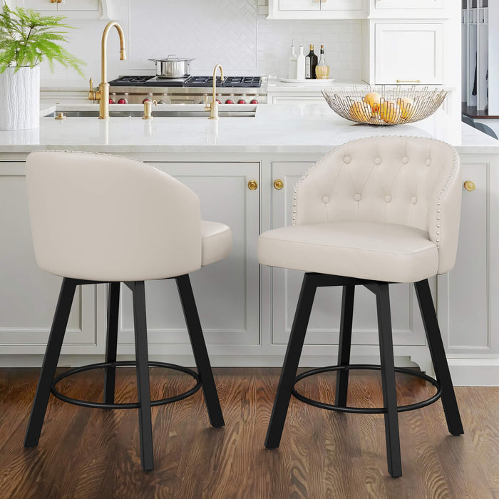 Arturo Swivel Counter Stool with Nailhead Trim