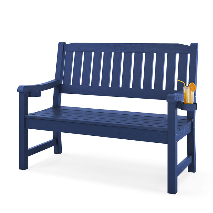 Louis Outdoor Bench with 2 Cup Holders