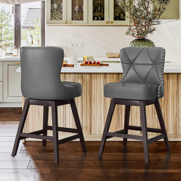 Zora Swivel Counter Stool with Nailhead Trim